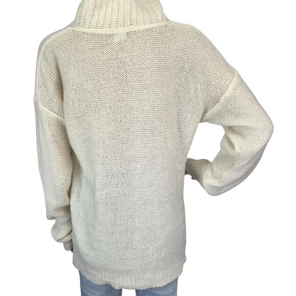 J. Crew Dolce Shawl Collar Popover Sweater Cream Mohair Wool Blend Size M - Picture 6 of 12